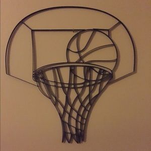 Metal Wall Art - Black basketball goal